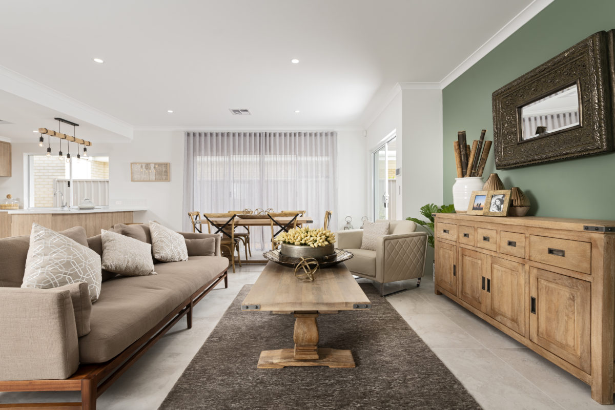 Living room inspired by contemporary house design - Plunkett Homes