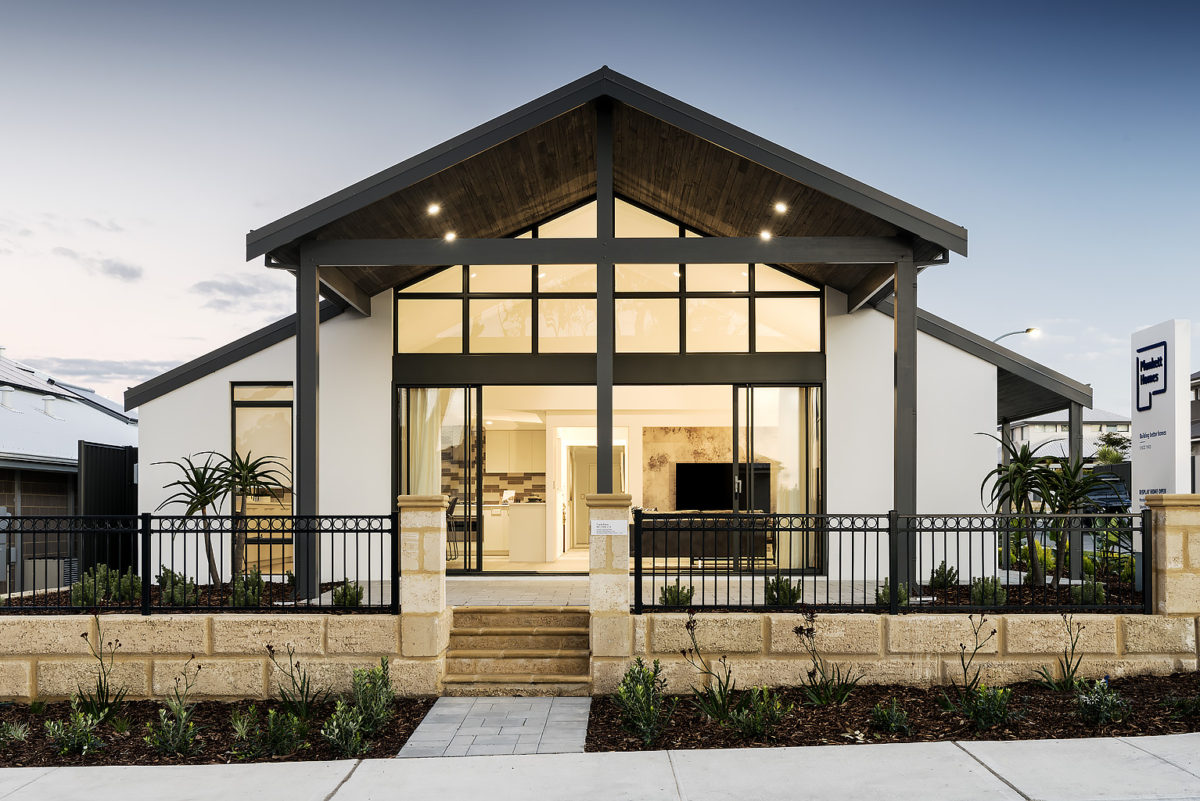 Close up of The Colorado's facade, a modern farmhouse design by Plunkett Homes.