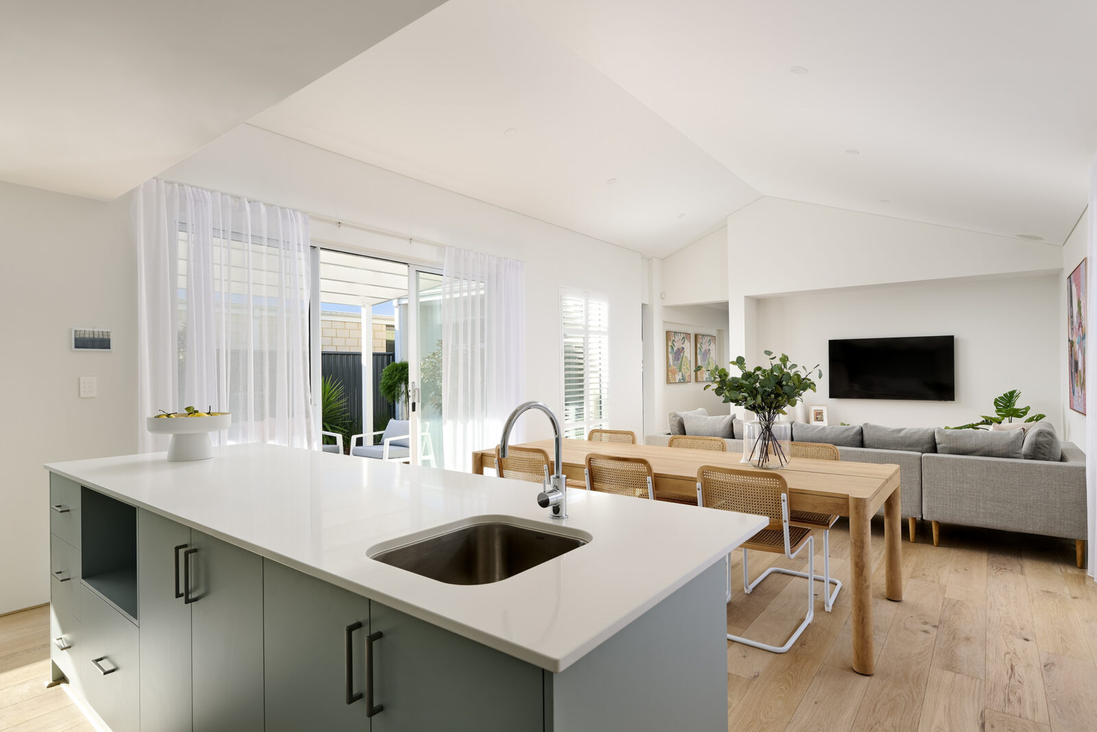 island bench and view from the kitchen of 'the brighton' display home